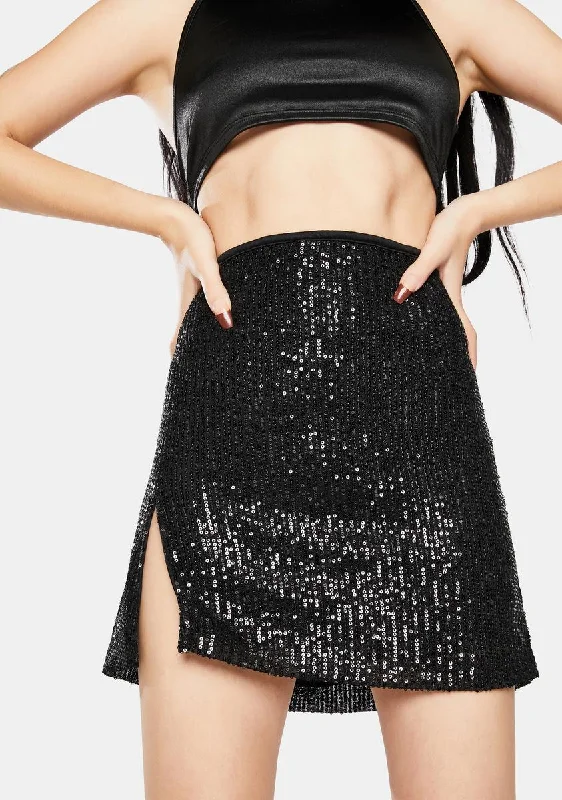 Trendy Street Style Attire Shenka Sequin Mini Skirt