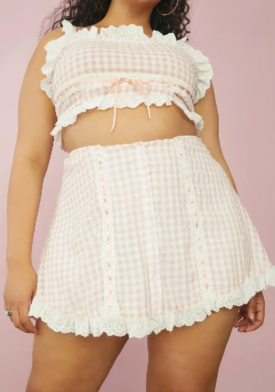 Exclusive Sale Plus Slice Of Heaven Gingham Mini Skirt