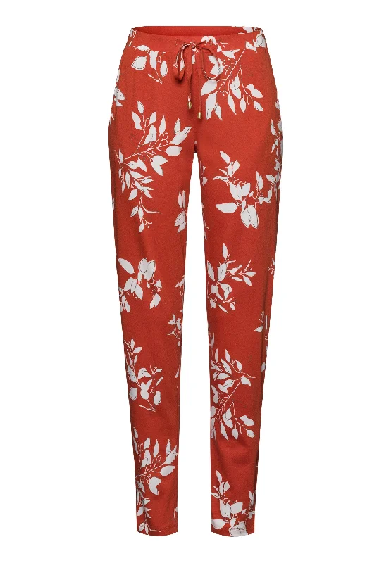 Workwear Fashion for Women Sleep And Lounge Cotton Blend Drawstring Pants | Tangerine Flowers 74845-2159