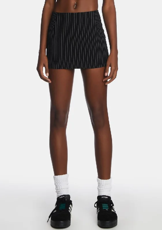 Premium Fabrics Pinstripe Black Ima Mini Skirt