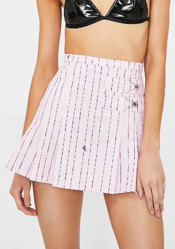 Trend Alert Pink Heather Pinstripe Skirt