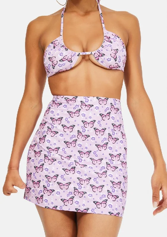 Trendsetter's Closet Lilac Butterfly Mini Skirt