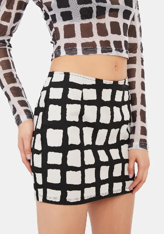 Women's Urban Fashion Mono Check Ima Mini Skirt