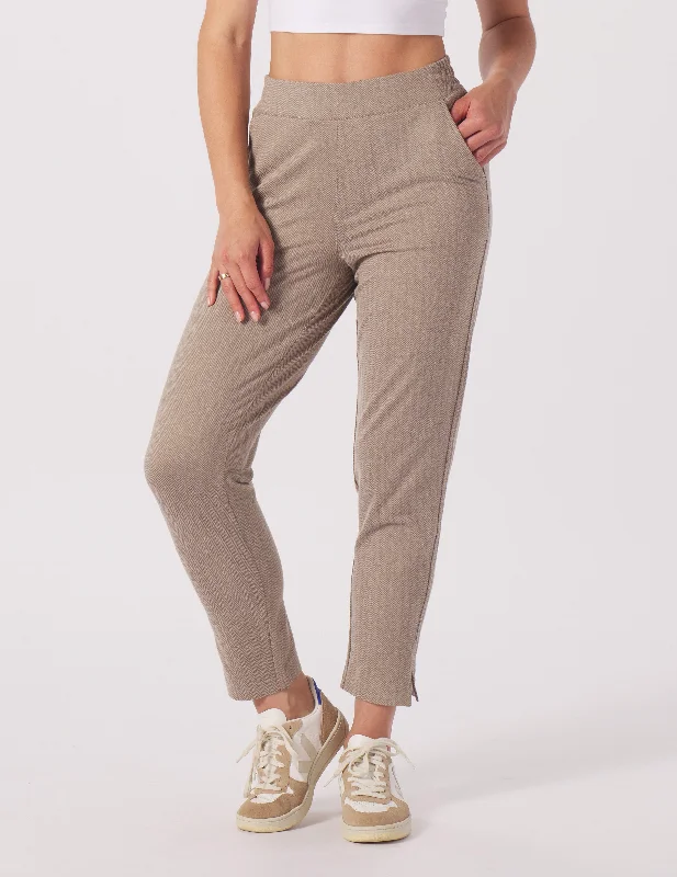 Weekend Exclusive On The Go Ankle Pant: Mocha Herringbone