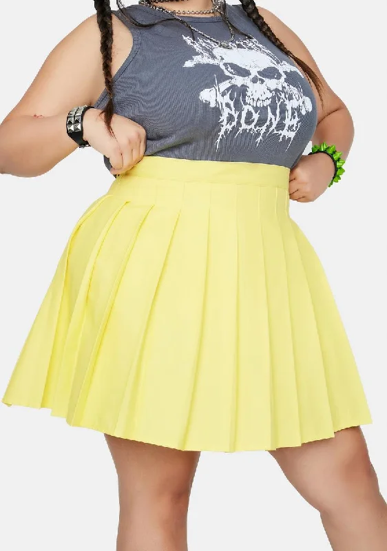 Stylish Looks Plus Lemon Just Like Candy Pleated Skirt