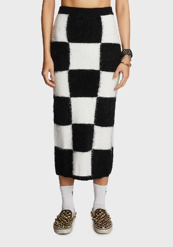 Runway Inspired Wear Proper Selfie Checkered Midi Skirt