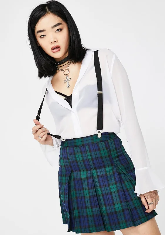 Sporty Streetwear You Don't Exist Suspender Skirt