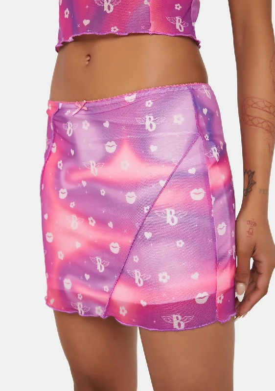 Eclectic Style Wardrobe x Bratz Swirl Print Mesh Mini Skirt