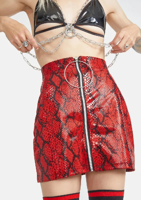 Chic Casual Style Poison Bite Snakeskin Skirt