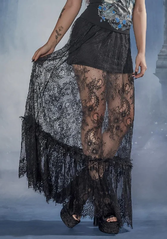 Timeless Elegance Midnight Meal Lace Maxi Skirt