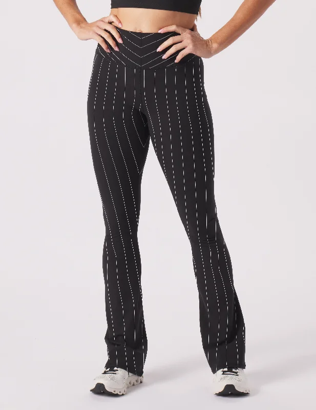 Chic Wardrobe Essentials Pursuit Semi Flare: Black/White Pinstripe