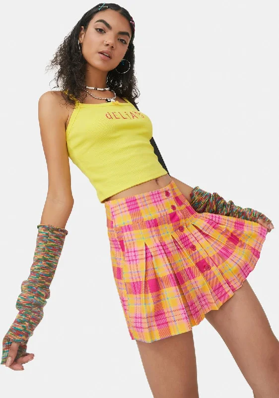 Hot Trends Chasing Sunshine Plaid Mini Skirt