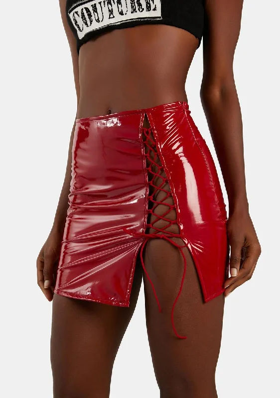 Sophisticated Style Hot Total Dominance Patent Mini Skirt