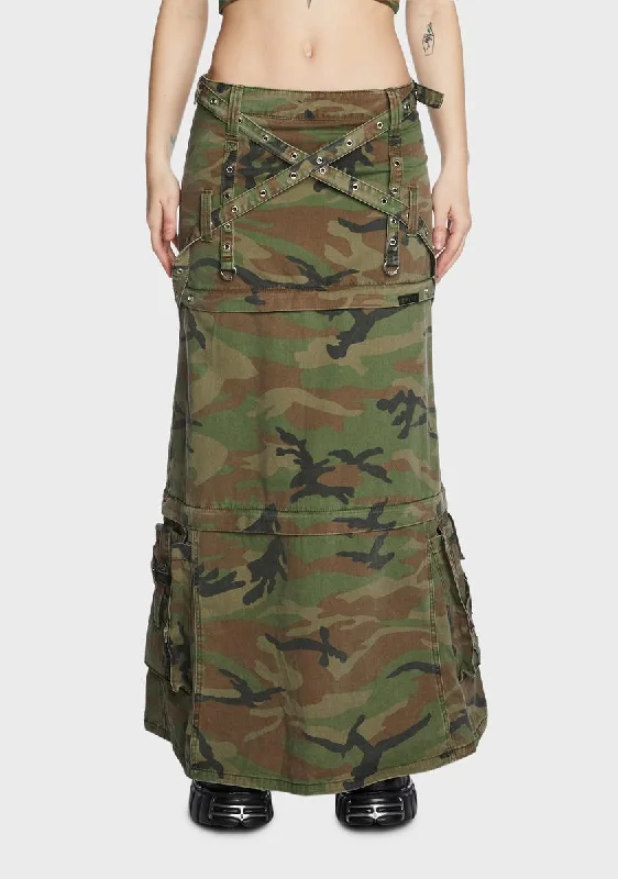 Chic Wardrobe Camo Triple Zip Off Skirt