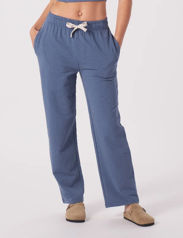 Runway Inspired Wear Straight Leg Sweatpant: Washed Blue