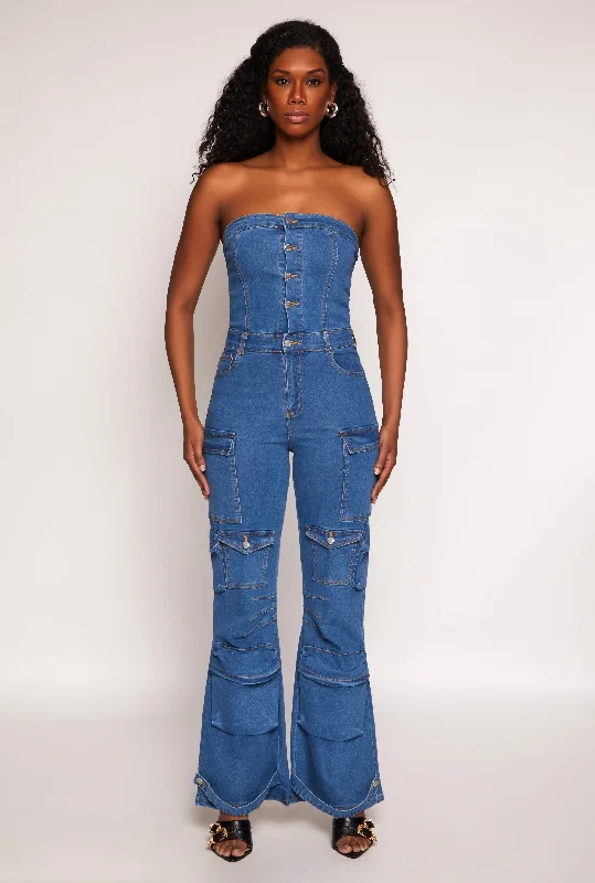 Unbeatable Deals Daisy Denim Cargo Pocket Jumpsuit