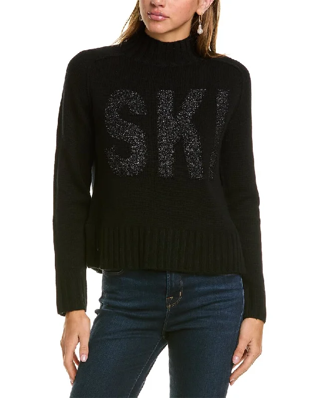 Chic Wardrobe Essentials Hannah Rose Lurex Ski Star Mock Neck Wool & Cashmere-Blend Sweater