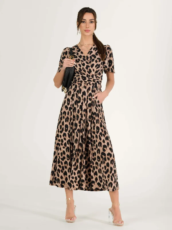 Women's Clothing Sale Quaya Animal Print Jersey Maxi Dress, Pink Animal