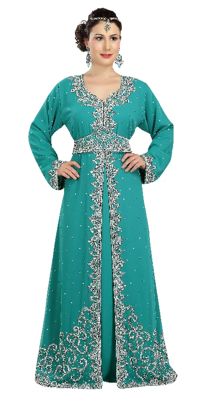 Trend Forward Threads Embroidered Caftan Jallabiya Maxi