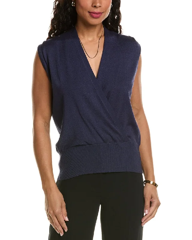 Trendy Women's Fashion Elie Tahari Faux Wrap Sweater