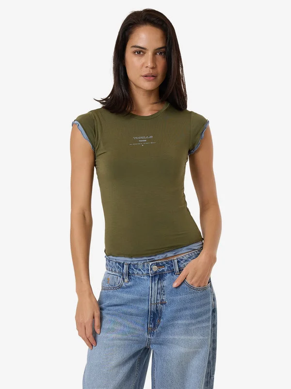 Comfortable Clothes THRILLS Double Down Layer Tee - BURNT OLIVE