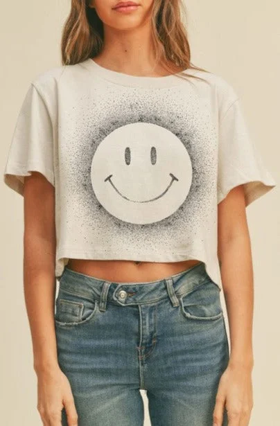 Sporty Streetwear Happy Face Tee