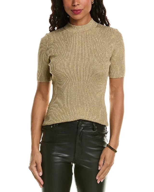 Trendy Boutiques Online Elie Tahari Metallic Mock Sweater