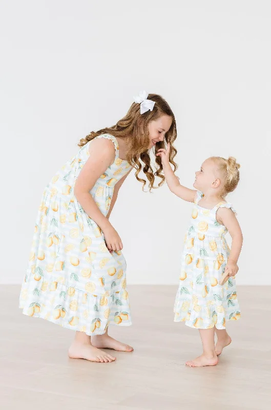 Premium Fashion Lovely Lemons Ruffle Maxi Dress