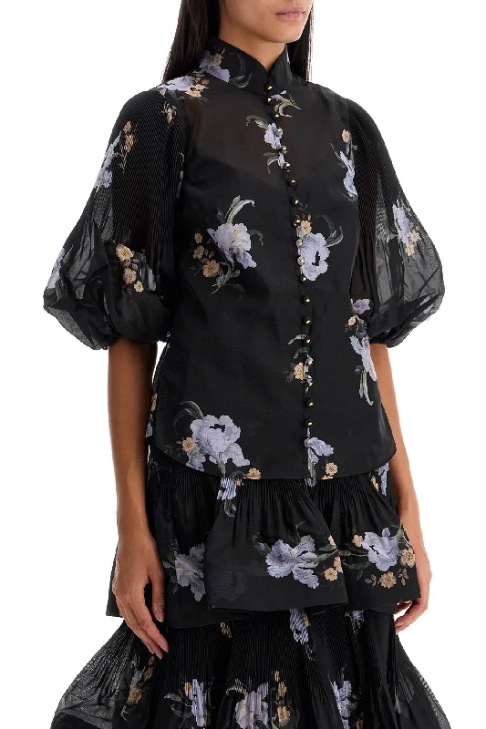 Elegant Fashion Zimmermann Illustrated Blouse With Pleated Sleeves