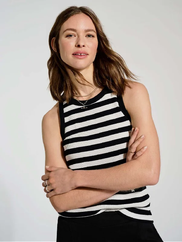 Casual Yet Stylish Separates Baukjen Essentials Organic Cotton Rib Tank | Caviar Black & Soft White