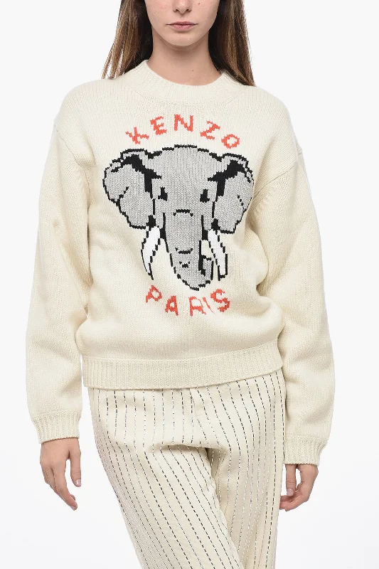 Holiday Special Offers Kenzo Crew Neck PIXEL Wool Blend Pullover