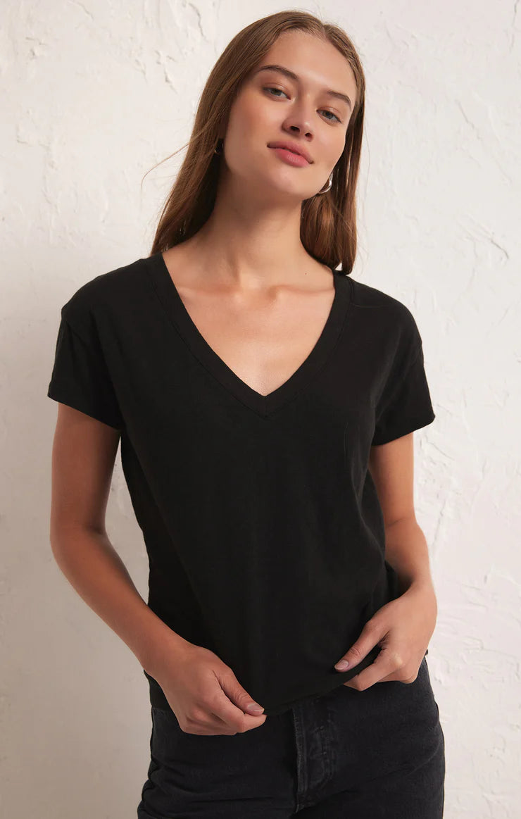 Women Online Clothing Boutiques Z-Supply Modern V-Neck Tee - BLACK