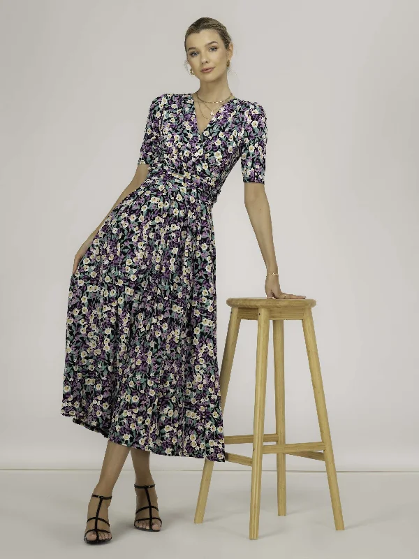 Day To Night Styles Molly Jersey Maxi Dress, Purple Floral