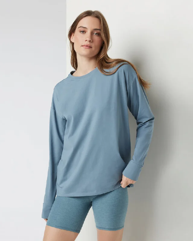 Women's Urban Fashion Vuori Long-Sleeve Feather Tee - SMOKE BLUE