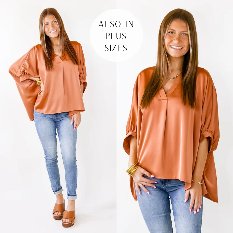 Trendy Boutiques Online Irresistibly Chic Half Sleeve Oversized Blouse in Copper