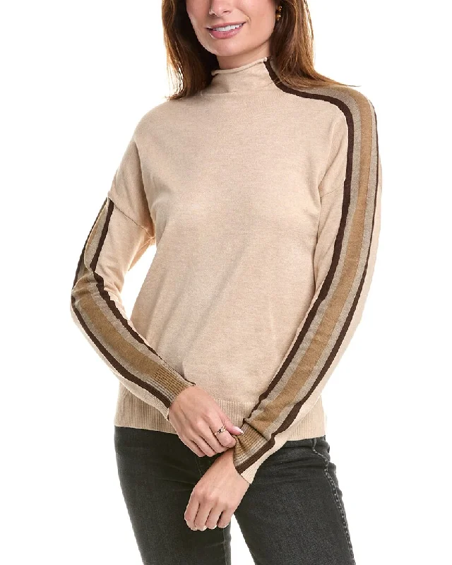 Exclusive Sale YAL New York Mock Neck Stripe Sweater