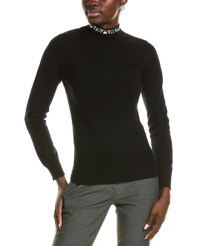 Affordable Women's Clothing Sale Online sofiacashmere Stone Trim Turtleneck Cashmere Sweater