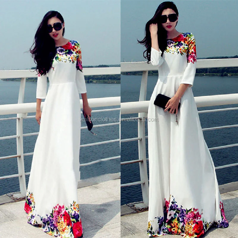 Women Clothing 2021 New Women Dresses With White Floral Maxi Dress Women Floral party evening Dress Women Clothing ecowalson