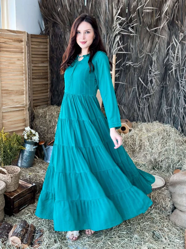 Unleash Your Trend Driven Style Jade Long Frill Dress - Green