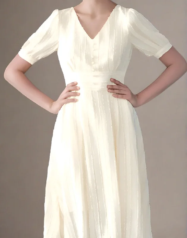 Exclusive Discount Brielle White Dress - Boho White Midi Dress with Sleeves