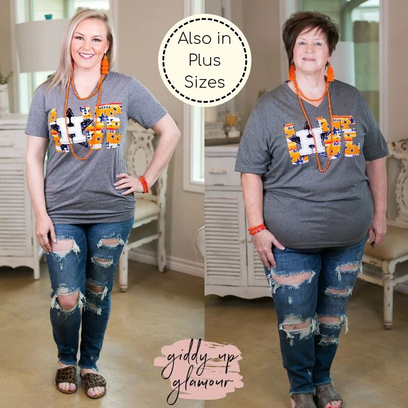 Trendsetting Threads Handmade | Astros Love Short Sleeve Tee Shirt in Heather Grey