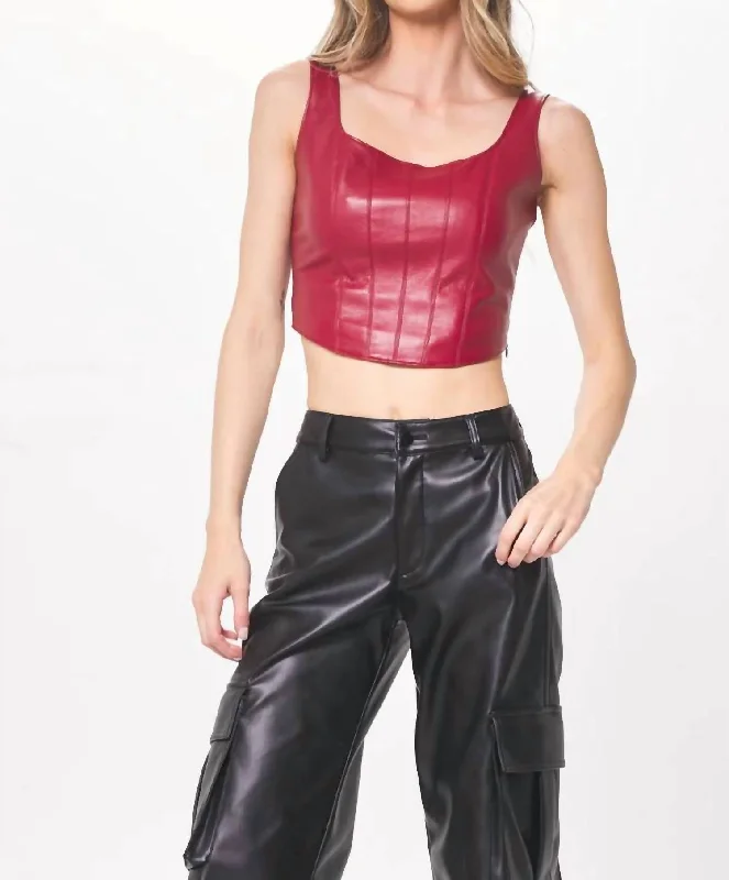 Fashion Forward In The Club Cropped Tank In Ruby