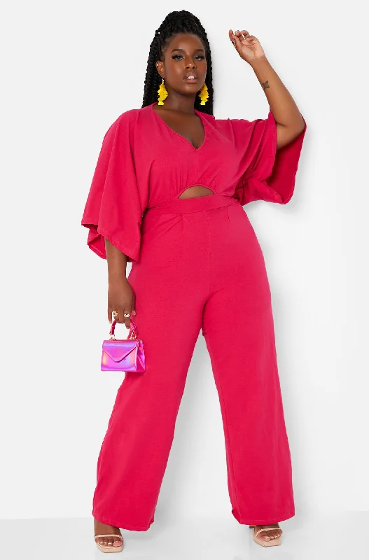 Street Style Fashion Well Wishes Kimono Sleeve Wide Leg Jumpsuit