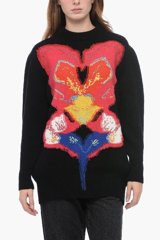 Online Impressions Boutique Alexander McQueen Ribbed Oversized Pullover with Embroidered Detailing