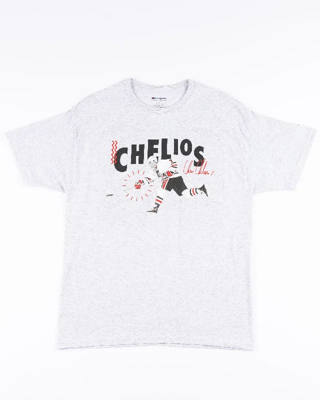 Quality Wear Chicago Blackhawks Chelios Jersey Retirement 90s Inspired Tee