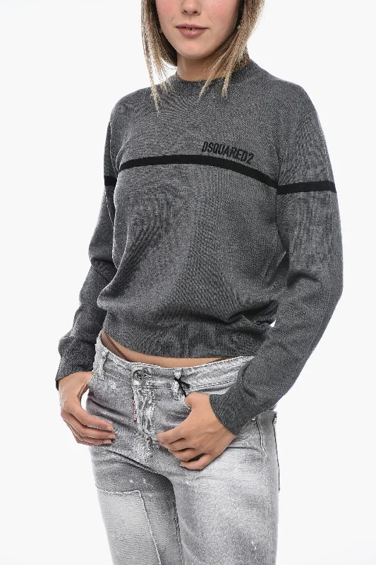 Stylish Savings Dsquared2 Virgin Wool Pullover with Embroidered Logo