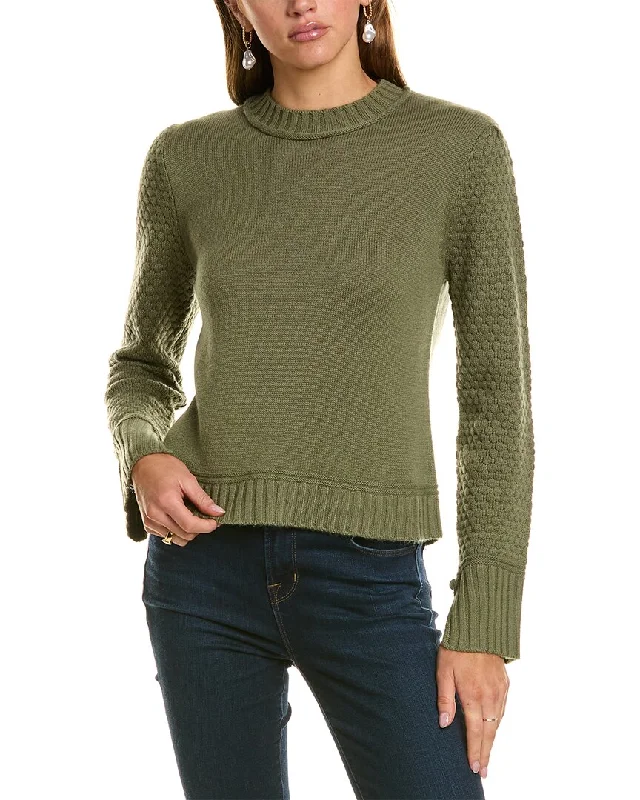 Women's Seasonal Fashion Trends Hannah Rose Raised Diamond Sleeve Wool & Cashmere-Blend Sweater