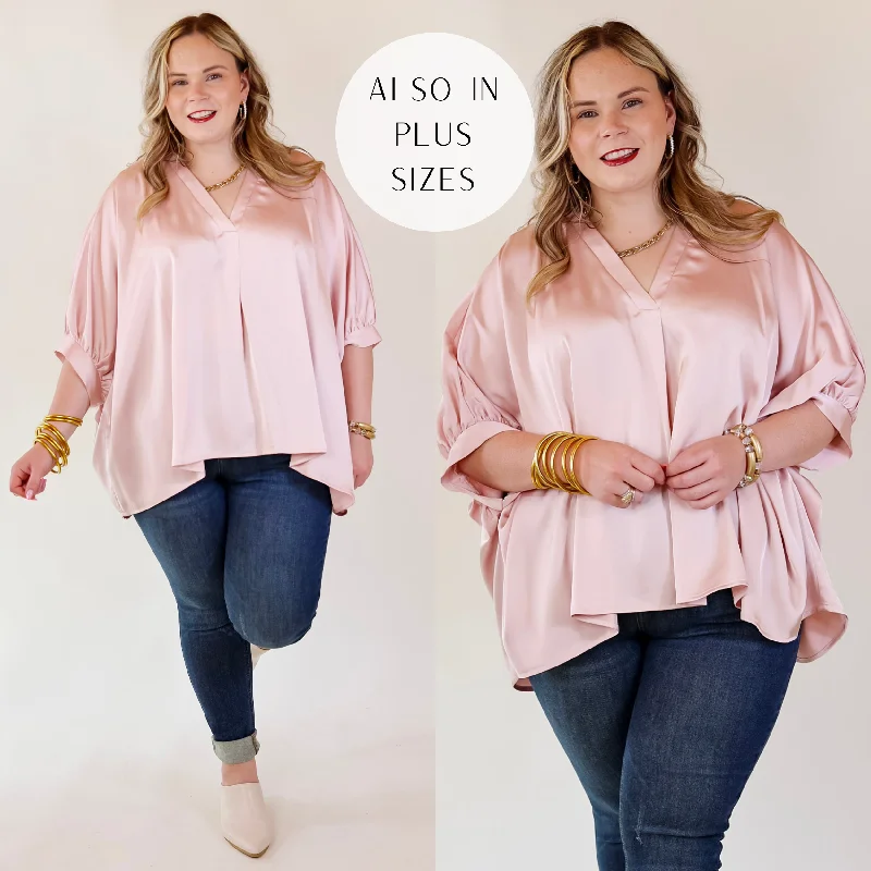 Sale On Sale Irresistibly Chic Half Sleeve Oversized Blouse in Light Pink