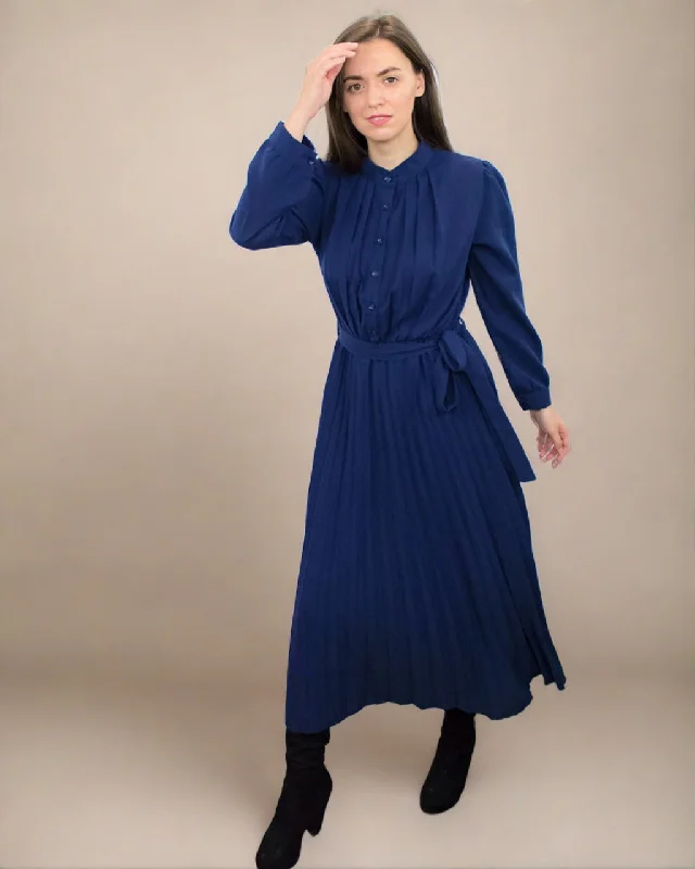 Vibrant Femme Fashion Ania Blue Long Sleeve Dress Casual