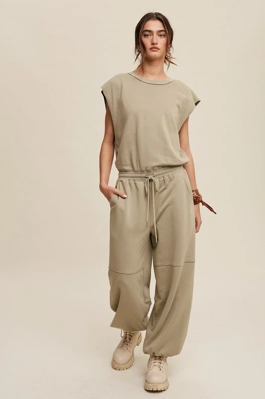 Bundle Offer Athleisure French Terry Loose Jogger Jumpsuit